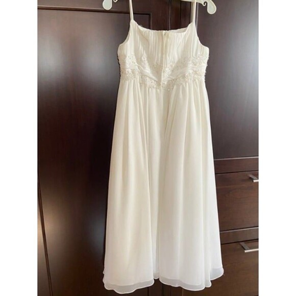 David's Bridal Full Length Ivory Dress - Picture 2 of 8